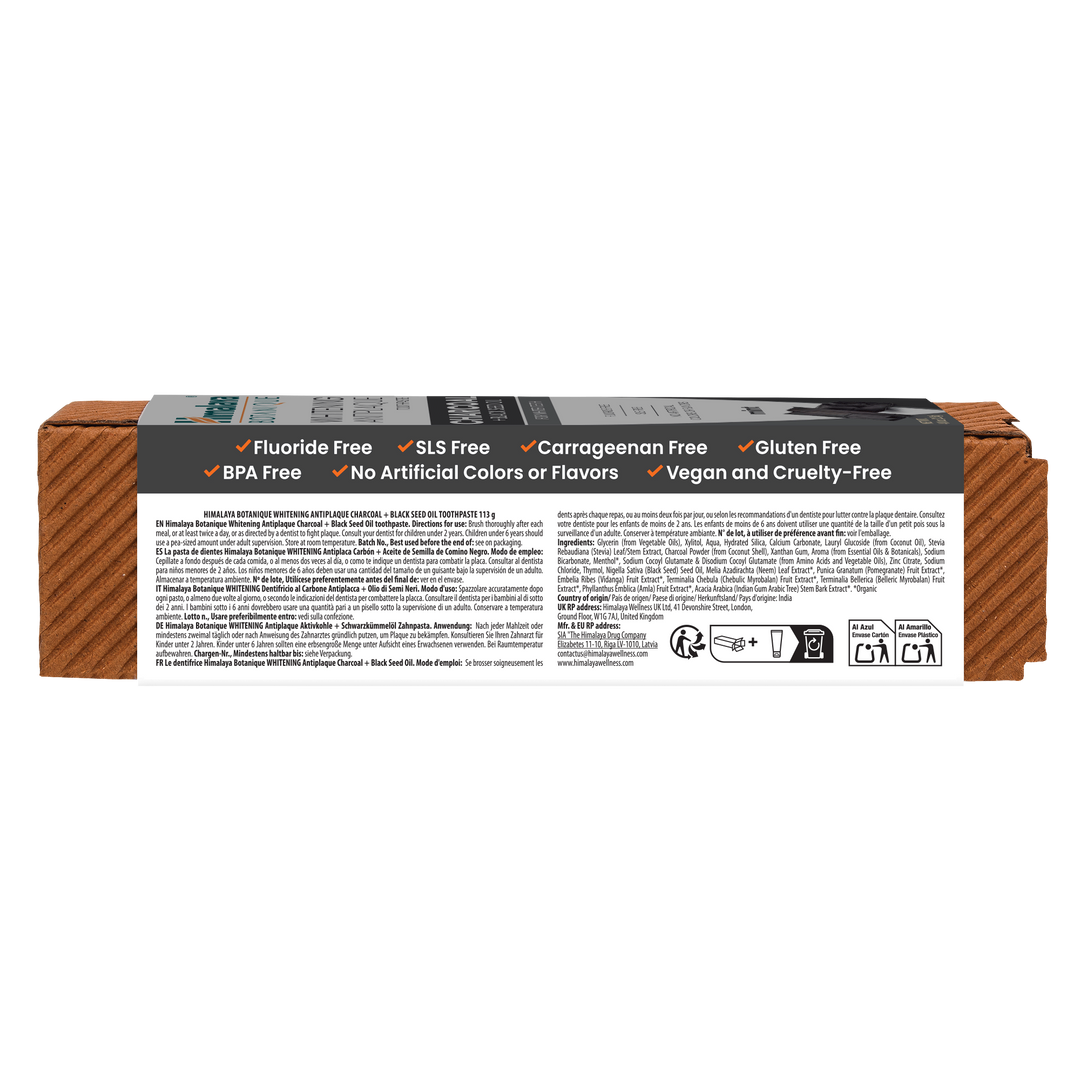 Himalaya Botanique Whitening Antiplaque Toothpaste Charcoal + Black Seed Oil 113G