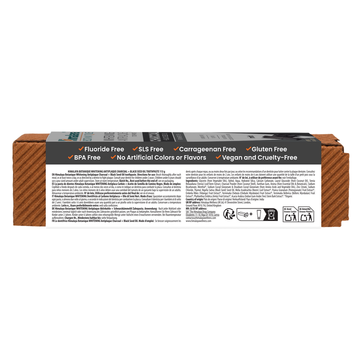 Himalaya Botanique Whitening Antiplaque Toothpaste Charcoal + Black Seed Oil 113G