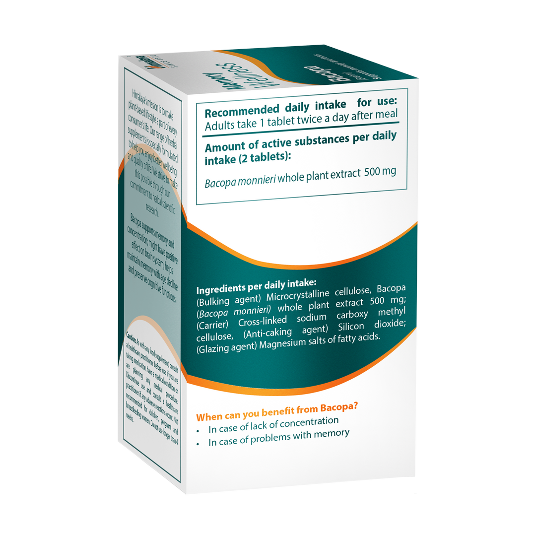 Himalaya Memory Wellness Focus Bacopa (Brahmi) - 60 Tablets