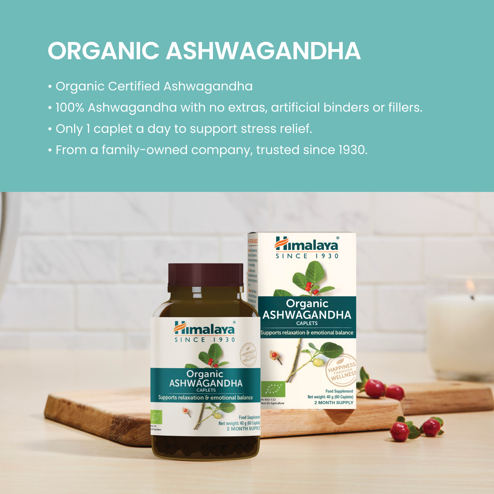 About Himalaya Organic Ashwagandha 60 Caplets