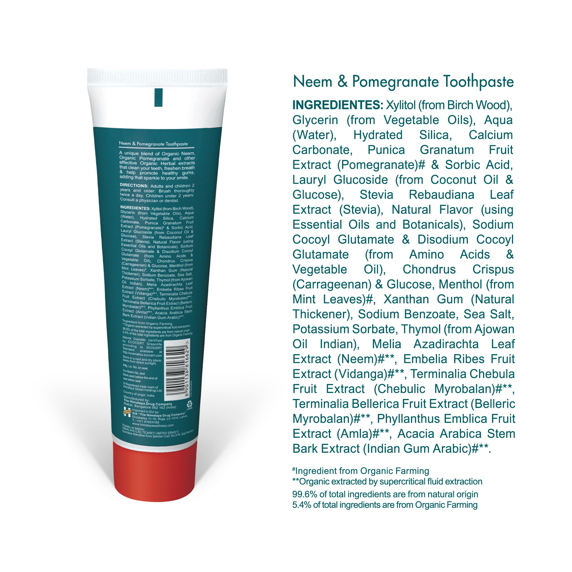 Himalaya ORGANIQUE Neem & Pomegranate Toothpaste - 150g