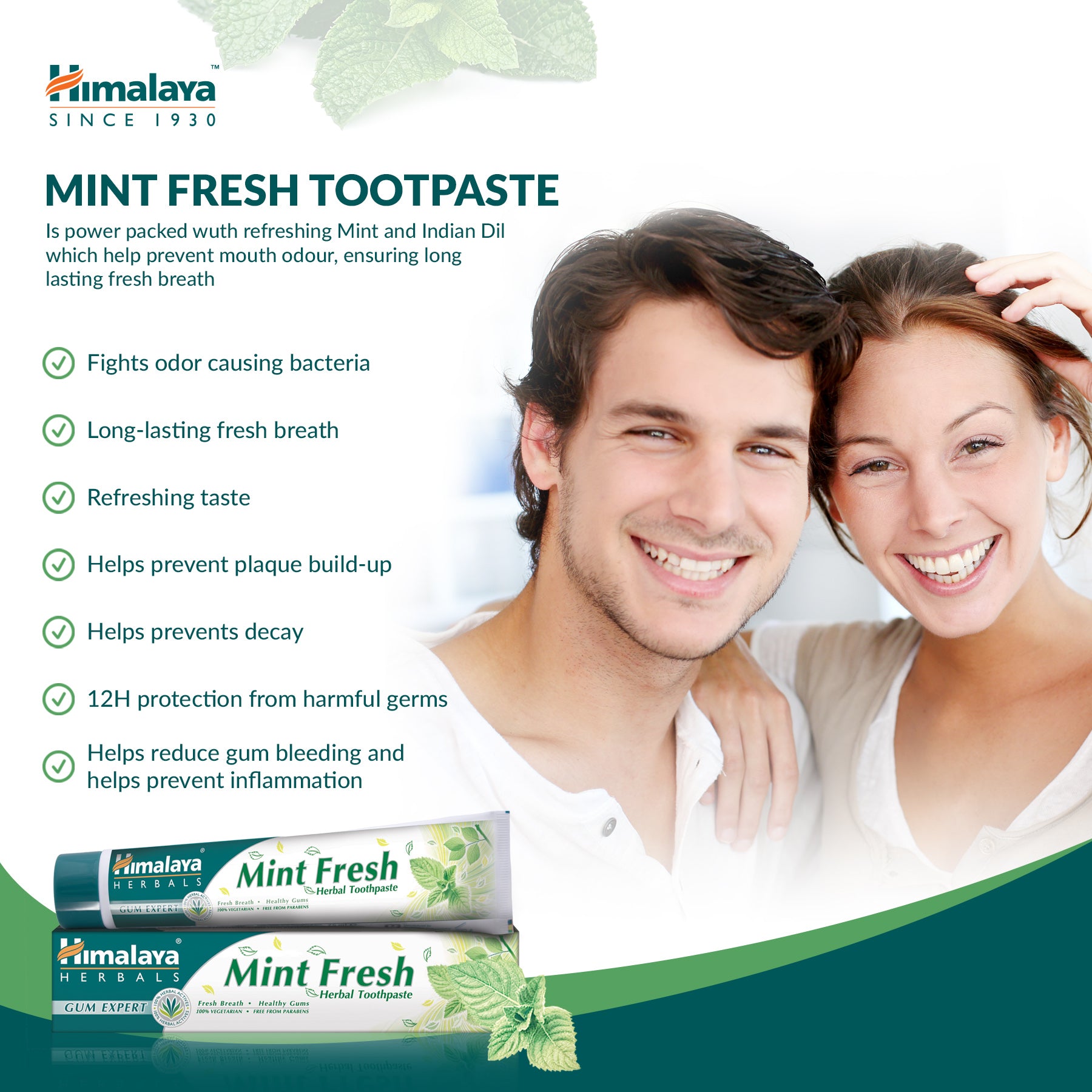 Himalaya Gum Expert Herbal Toothpaste - Mint Fresh - 75ml (Pack of 3)