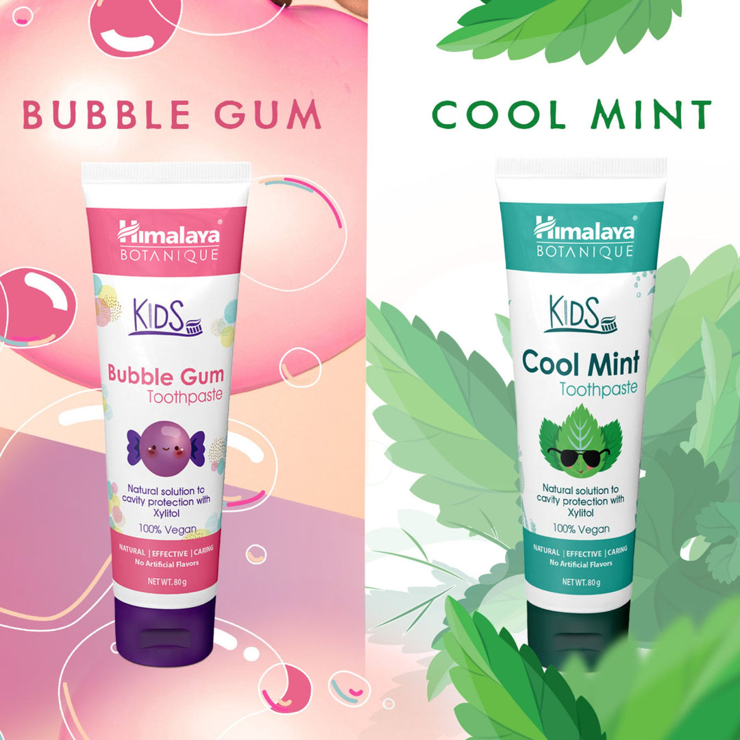 Himalaya Botanique Kids Multipack Toothpaste (Bubble Gum 80g and Cool Mint 80g)