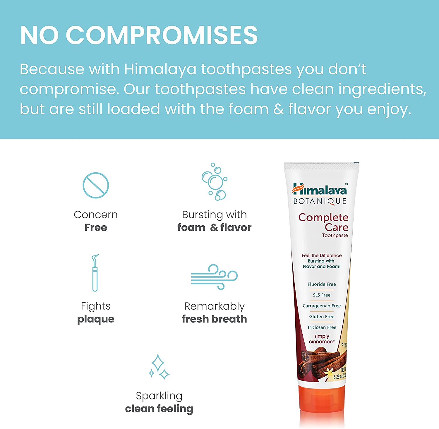 Himalaya BOTANIQUE Complete Care Toothpaste - Simply Cinnamon - 150 g (Pack of 2)