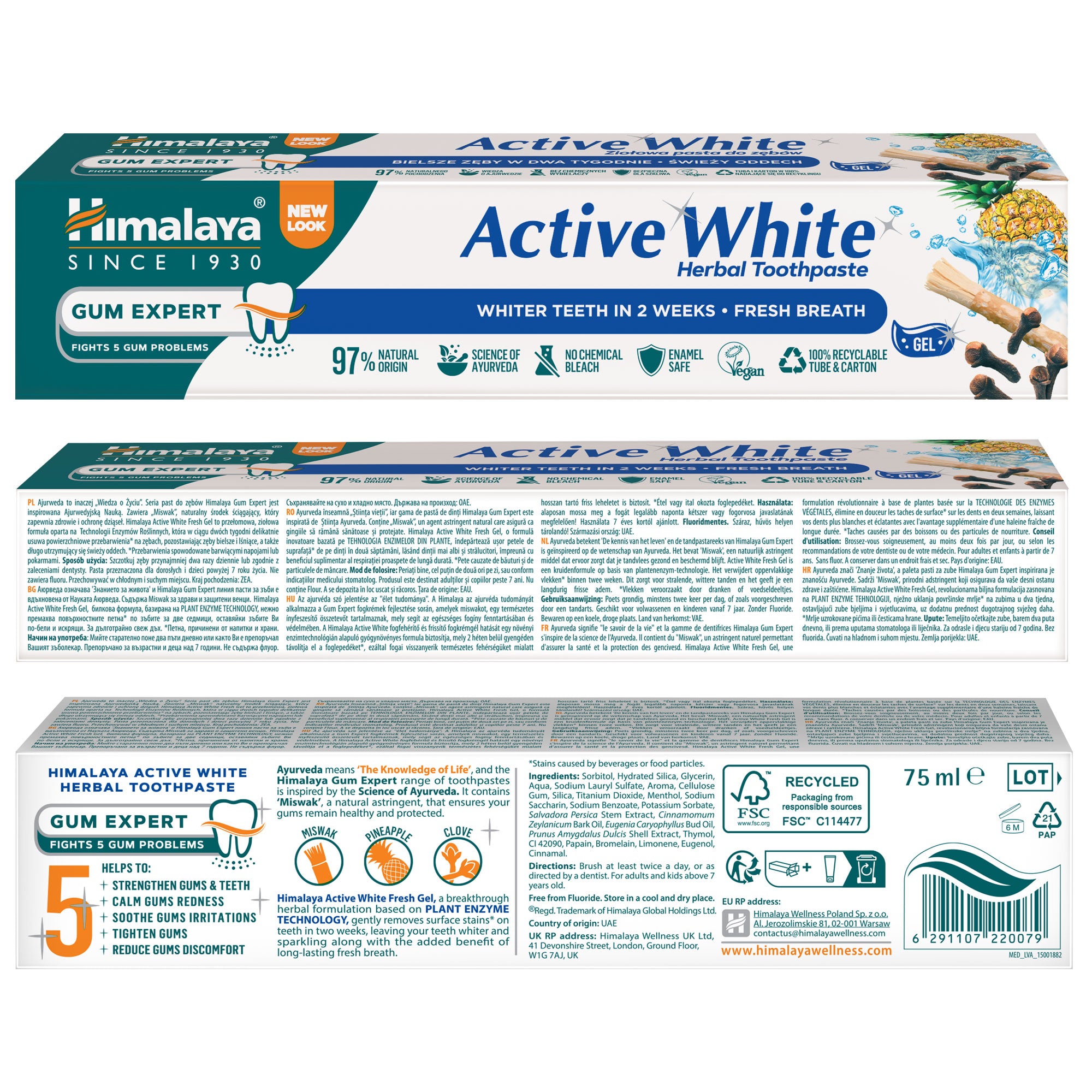 Himalaya Gum Expert Herbal Toothpaste - Active White Fresh Gel