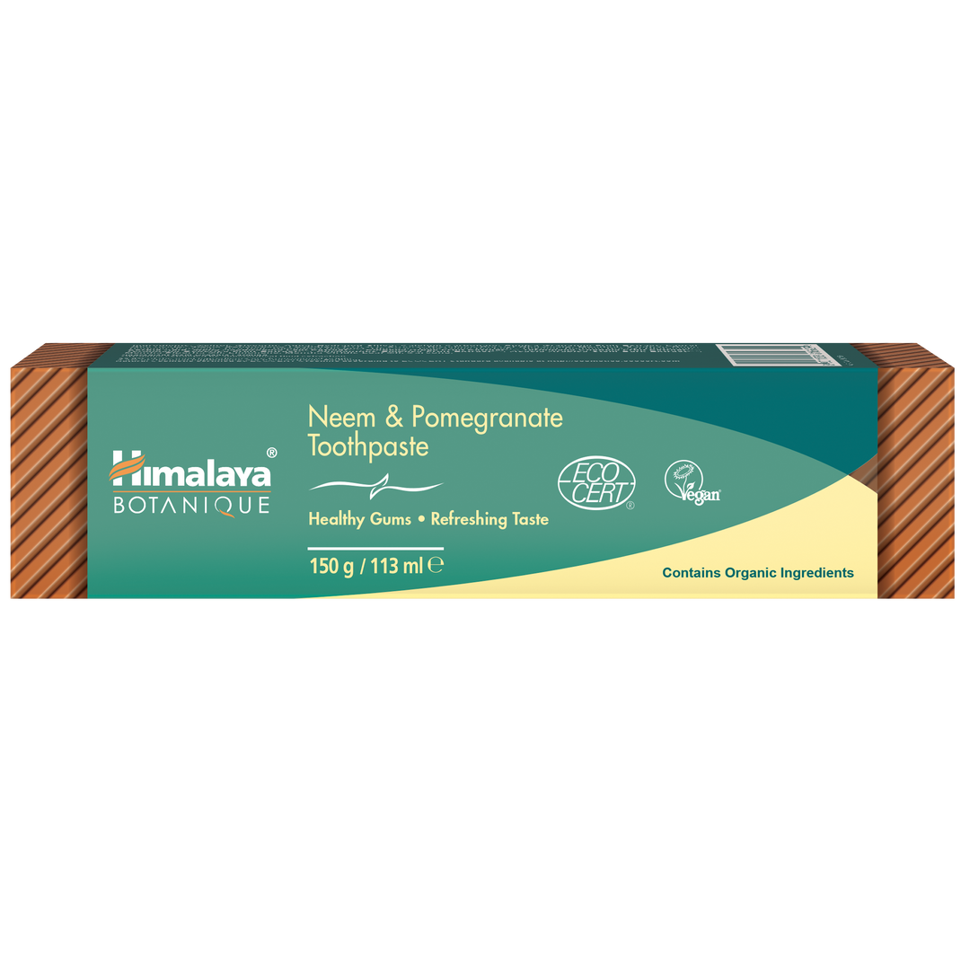 Himalaya Botanique Neem & Pomegranate Toothpaste 150g with organic neem and pomegranate for healthy gums and fresh breath