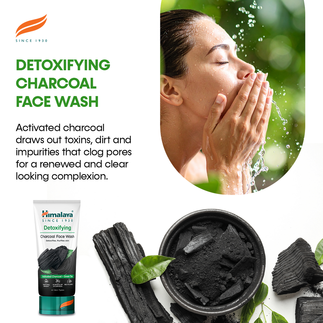 Himalaya Detoxifying Face Wash with Activated Charcoal & Green Tea - 150 ml