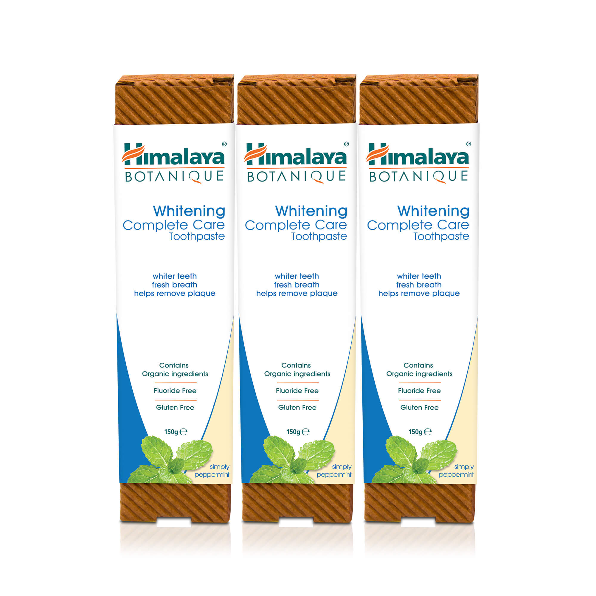 Himalaya BOTANIQUE Whitening Complete Care Toothpaste - Simply Peppermint - 150g (Pack of 3)
