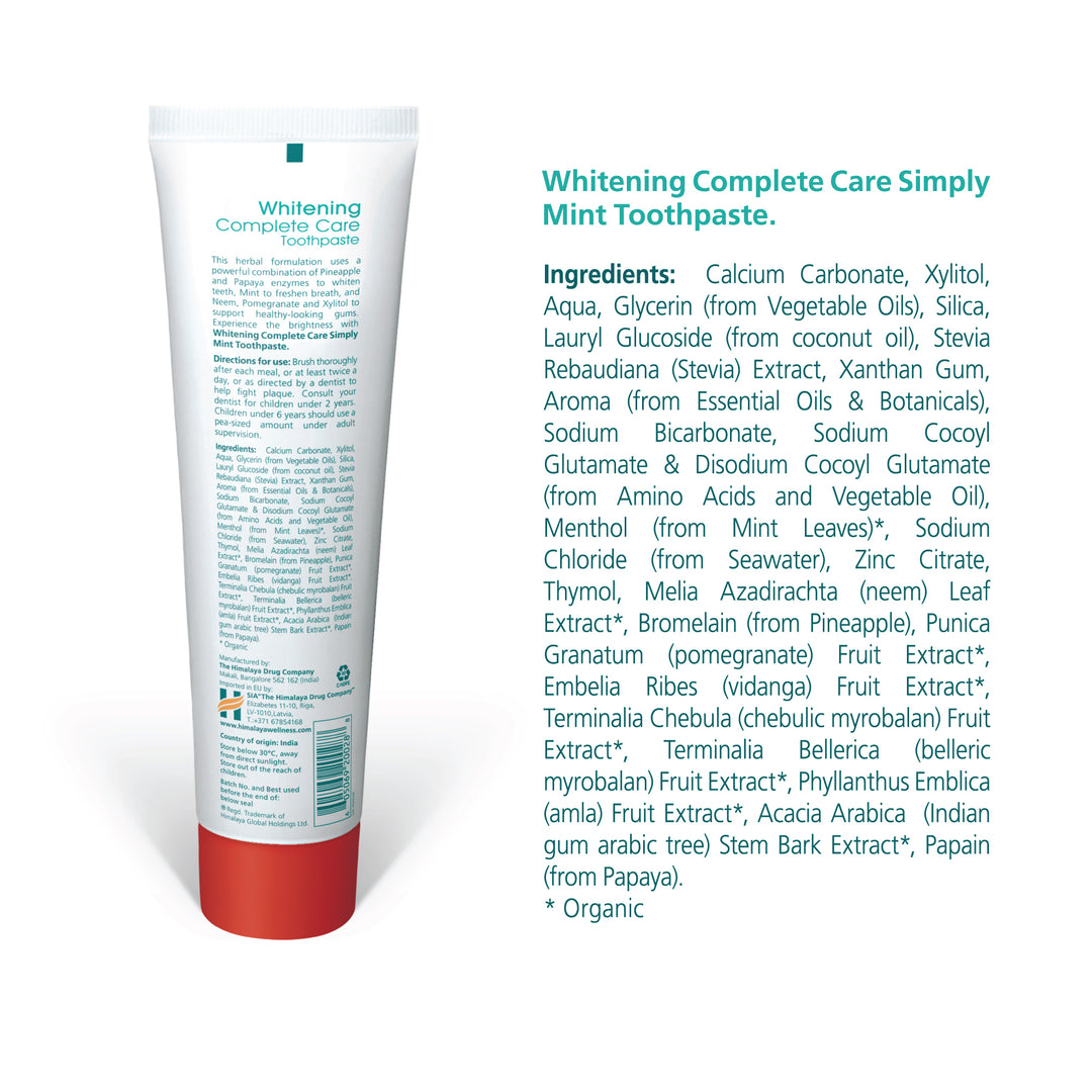 Himalaya BOTANIQUE Whitening Complete Care Toothpaste - Simply Mint - 150g