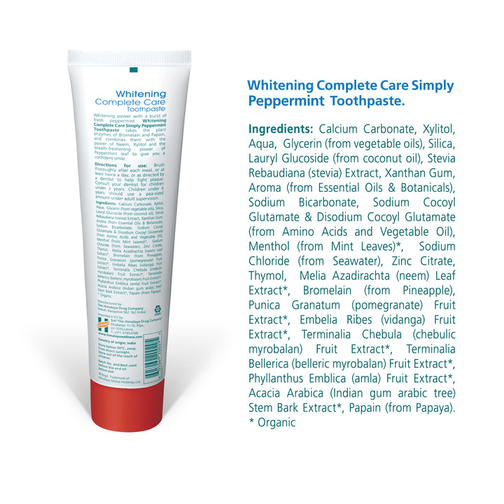 Himalaya BOTANIQUE Whitening Complete Care Toothpaste - Simply Peppermint - 150g