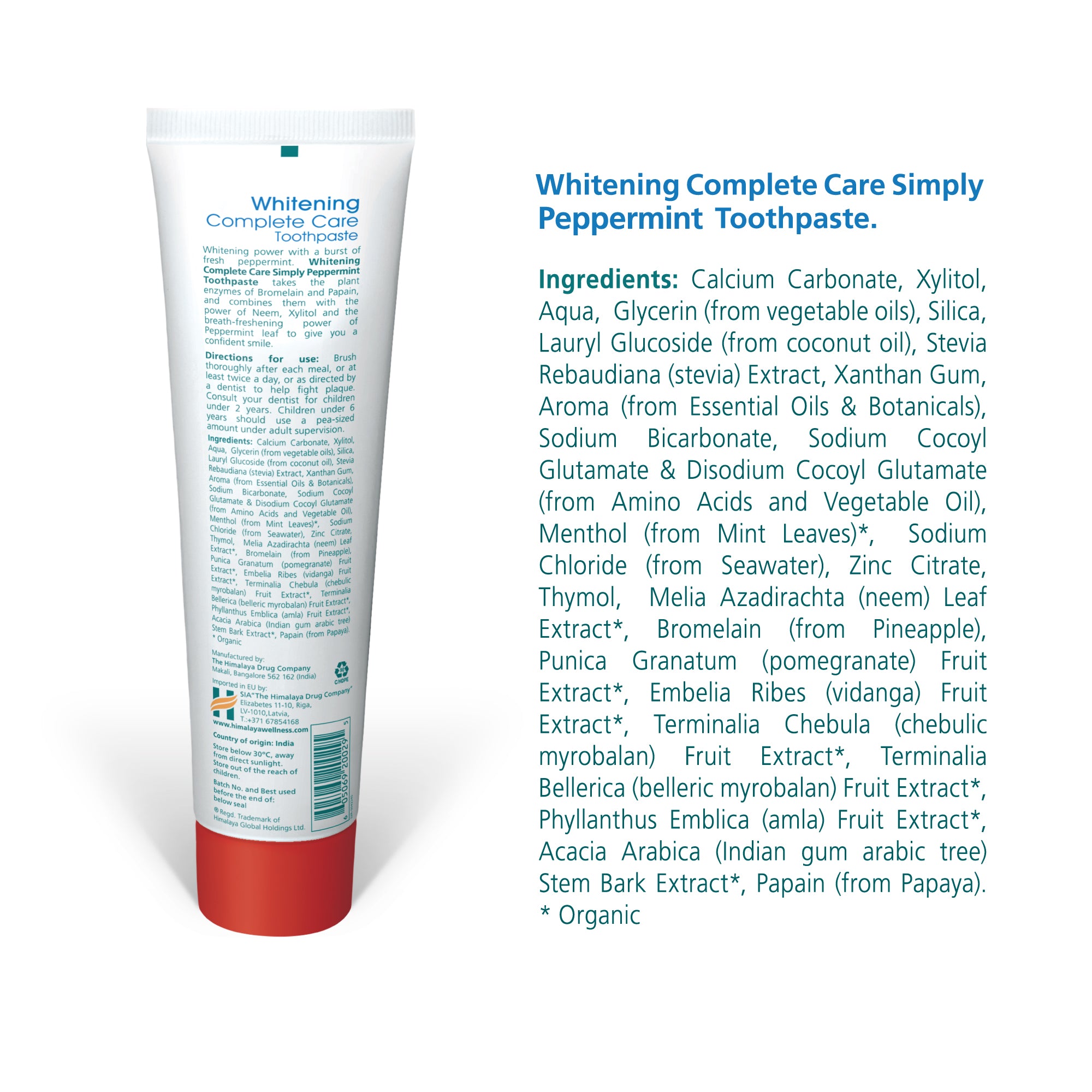 Himalaya BOTANIQUE Whitening Complete Care Toothpaste - Simply Peppermint - 150g (Pack of 2)