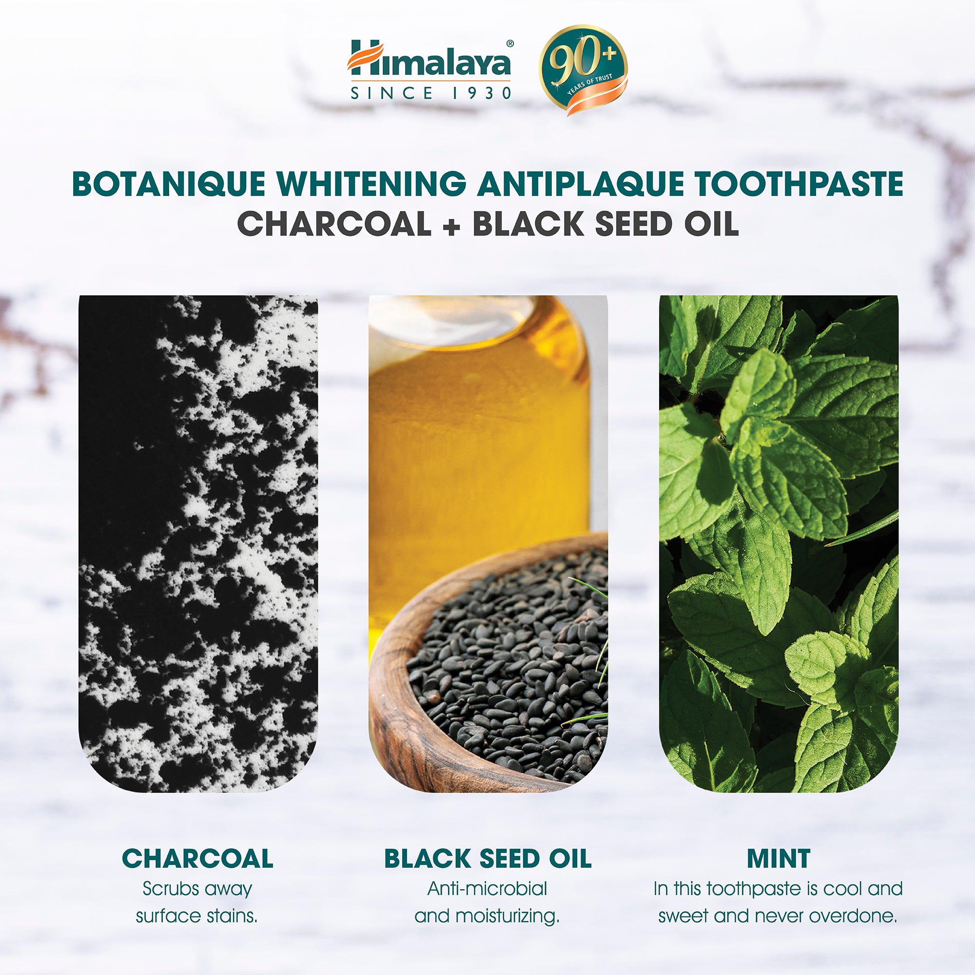 Himalaya Botanique Whitening Antiplaque Toothpaste Charcoal + Black Seed Oil 113G (Pack of 2)
