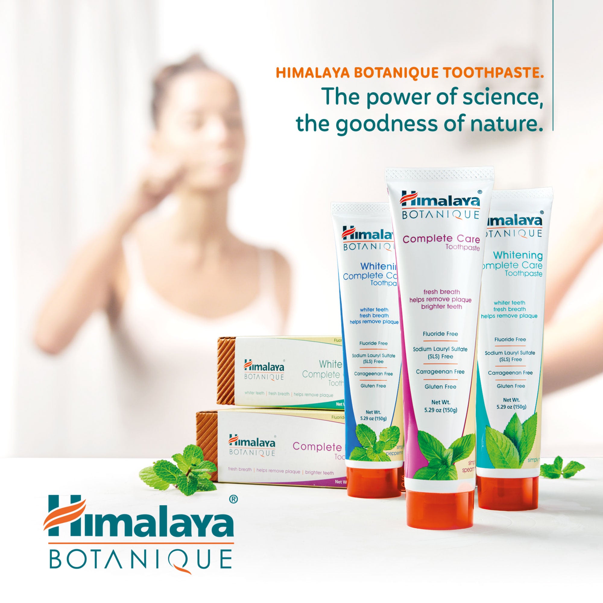 Himalaya BOTANIQUE Whitening Complete Care Toothpaste - Simply Peppermint - 150g