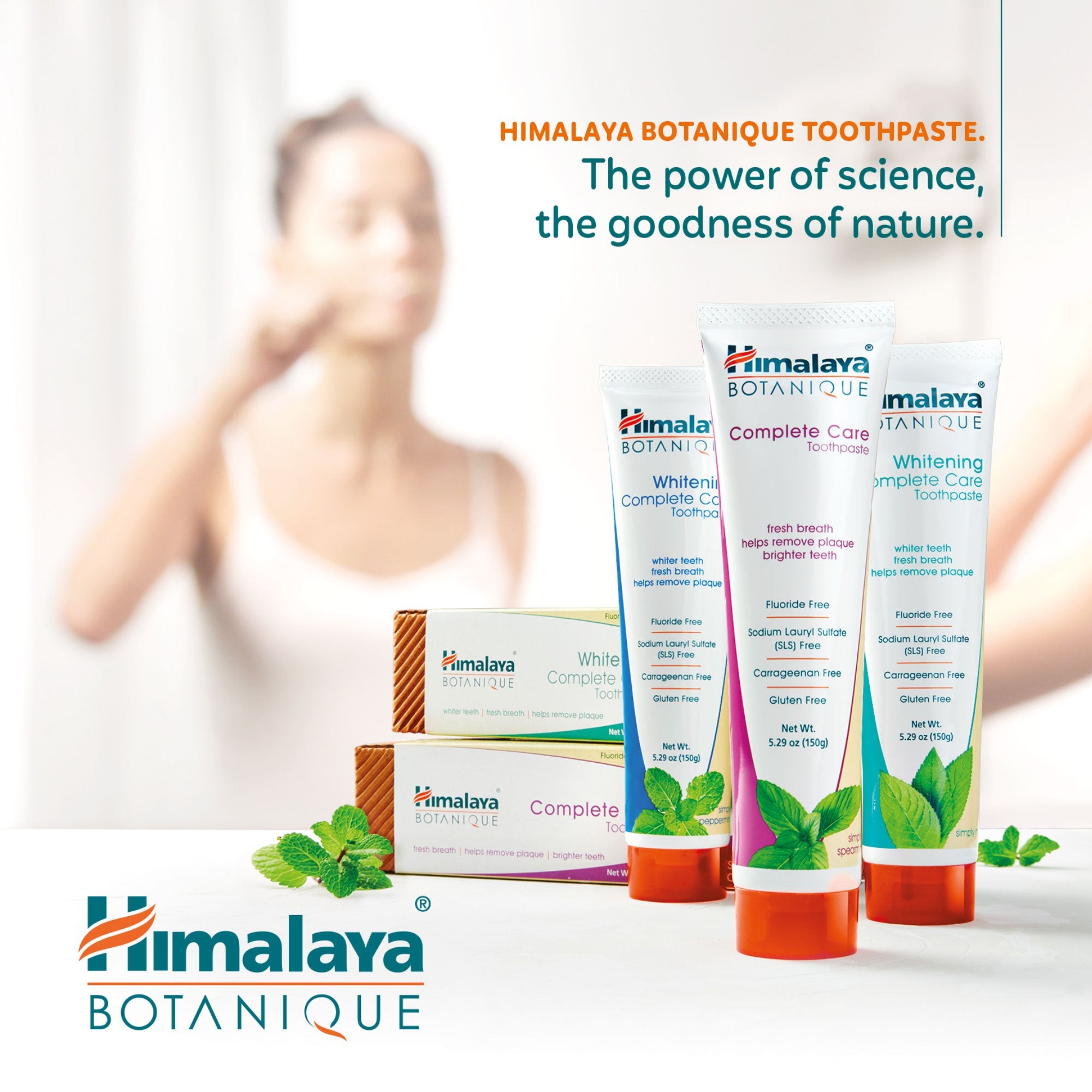Himalaya BOTANIQUE Whitening Complete Care Toothpaste - Simply Mint - 150g (Pack of 3)
