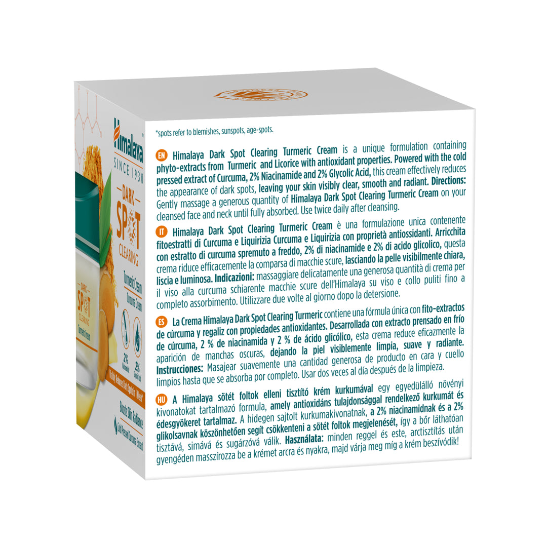 Himalaya Dark Spot Clearing Turmeric Cream 50ml - Box Side 4