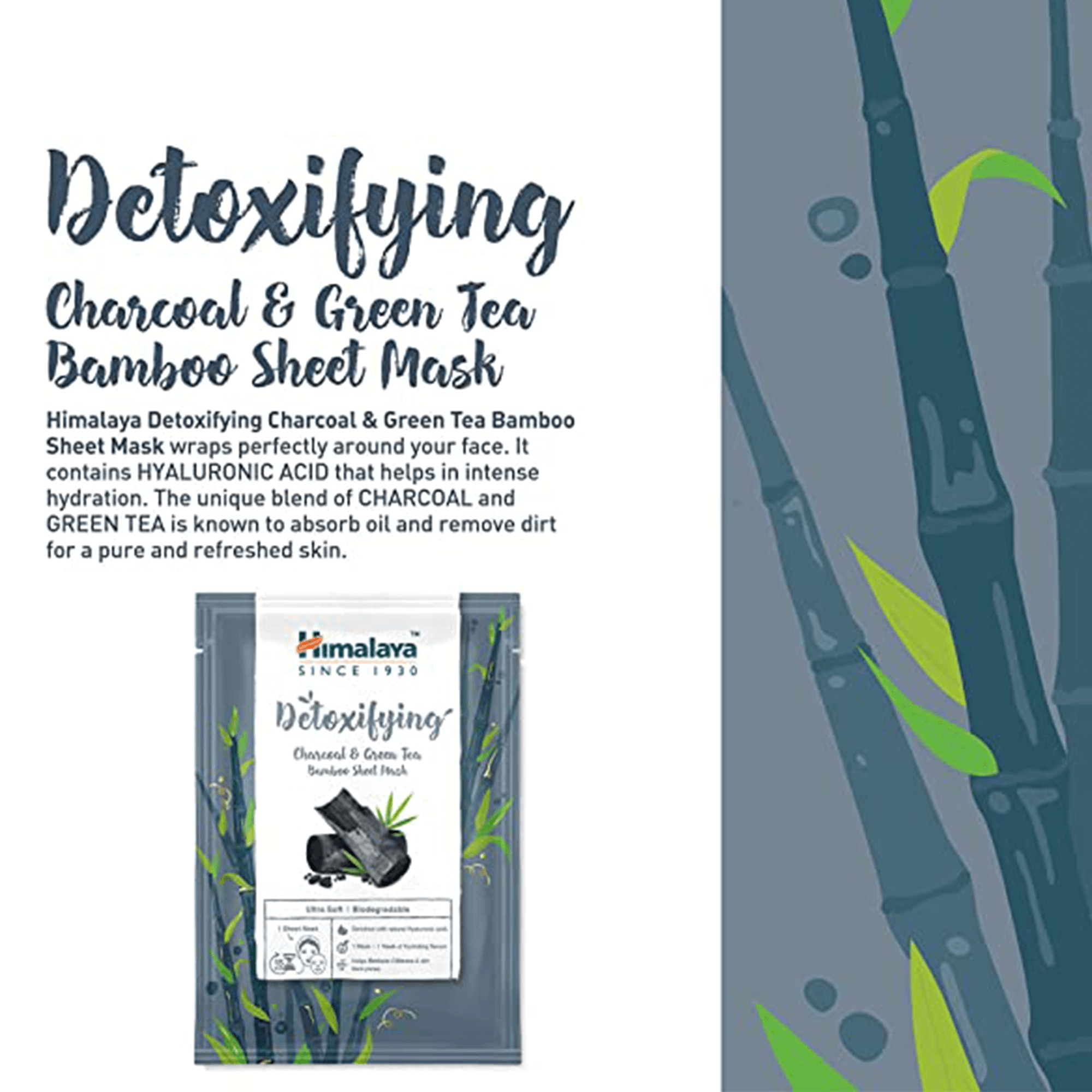 Himalaya Detoxifying Charcoal & Green Tea Bamboo Sheet Mask - 30ml (Pack of 3)