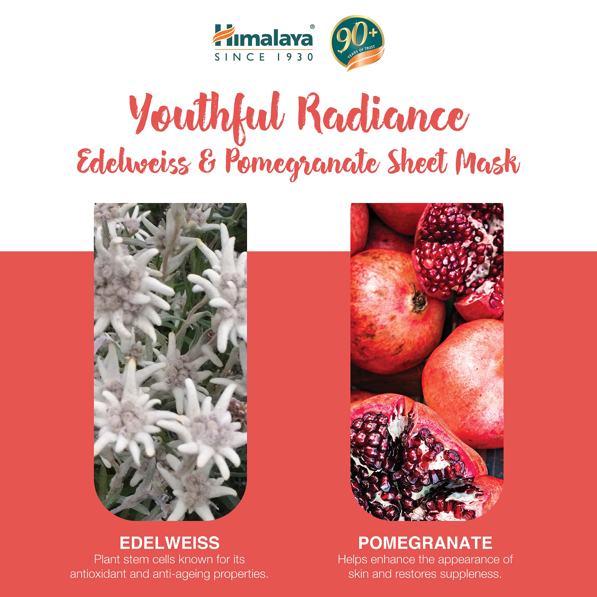 Himalaya Youthful Radiance Edelweiss & Pomegranate Sheet Mask - 30ml