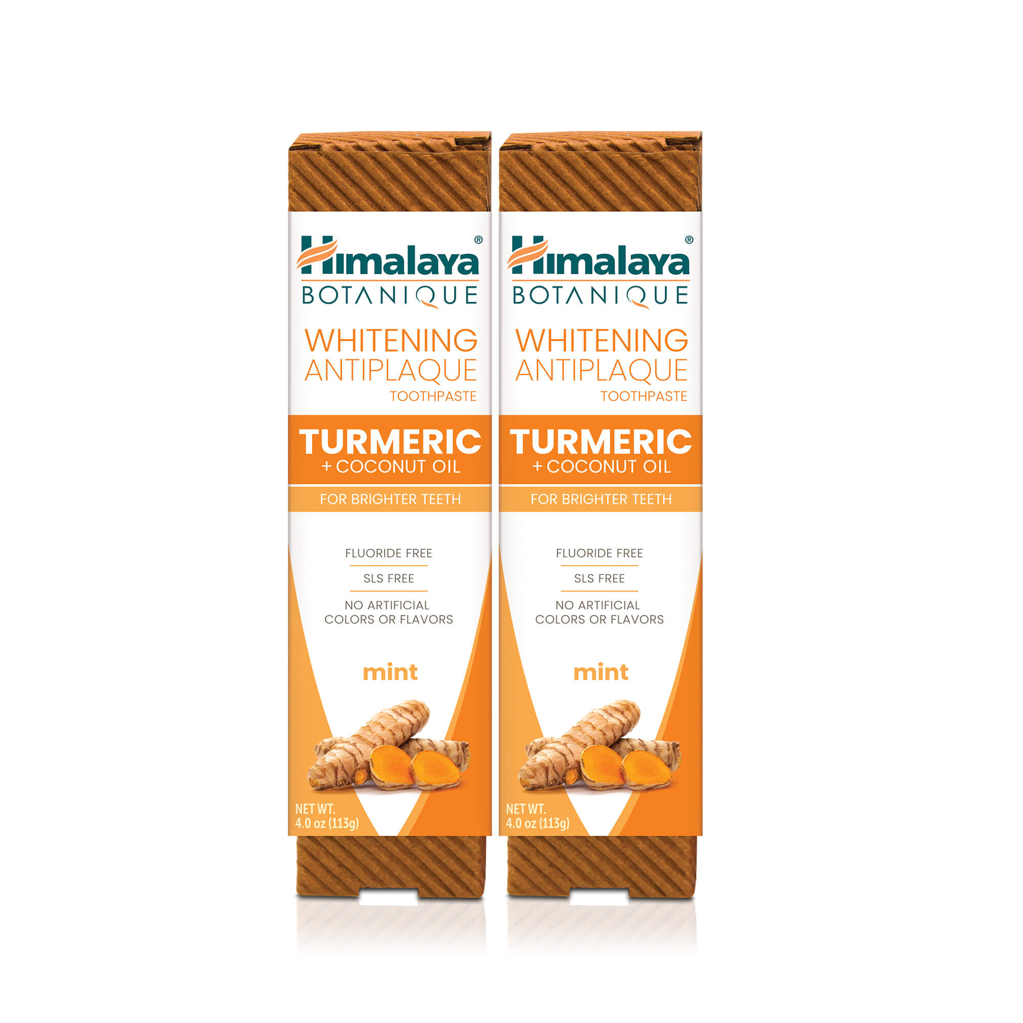 Himalaya Botanique Whitening Antiplaque Toothpaste Turmeric + Coconut Oil 113G (Pack of 2)