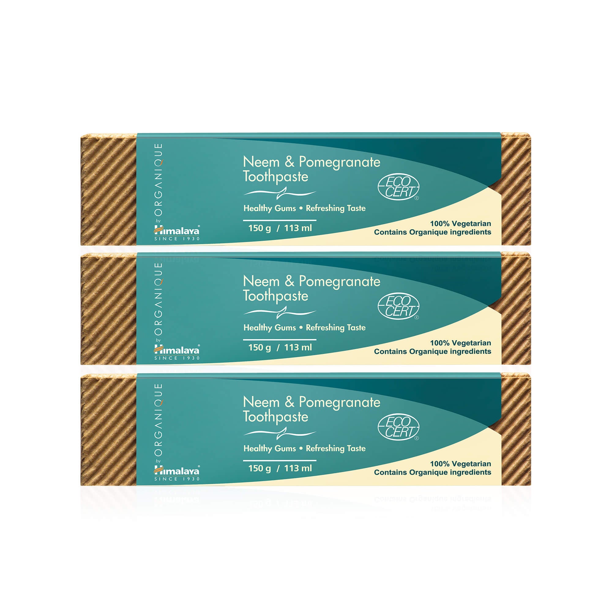 Himalaya ORGANIQUE Neem & Pomegranate Toothpaste - 150g (Pack of 3)