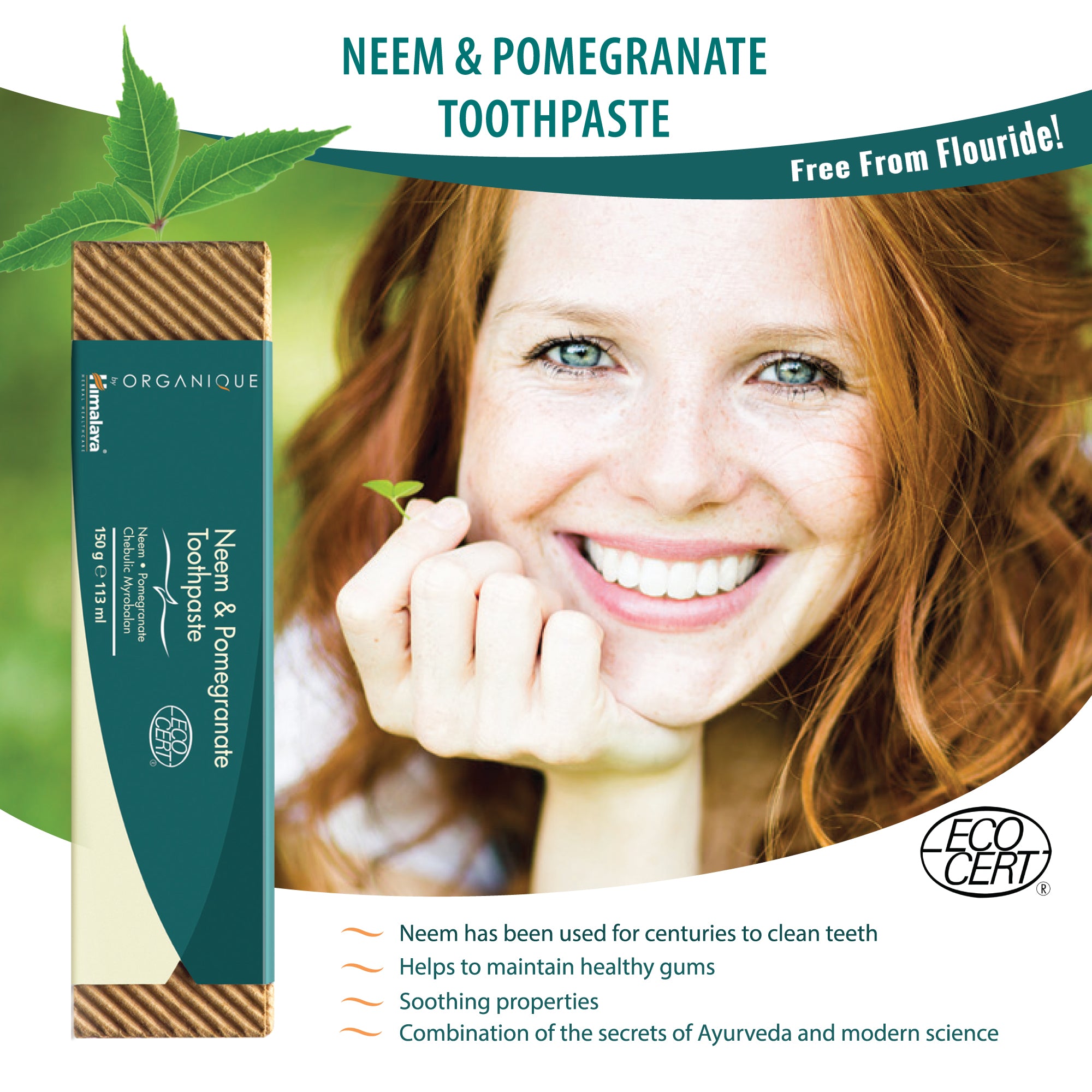 Himalaya ORGANIQUE Neem & Pomegranate Toothpaste - 150g (Pack of 3)