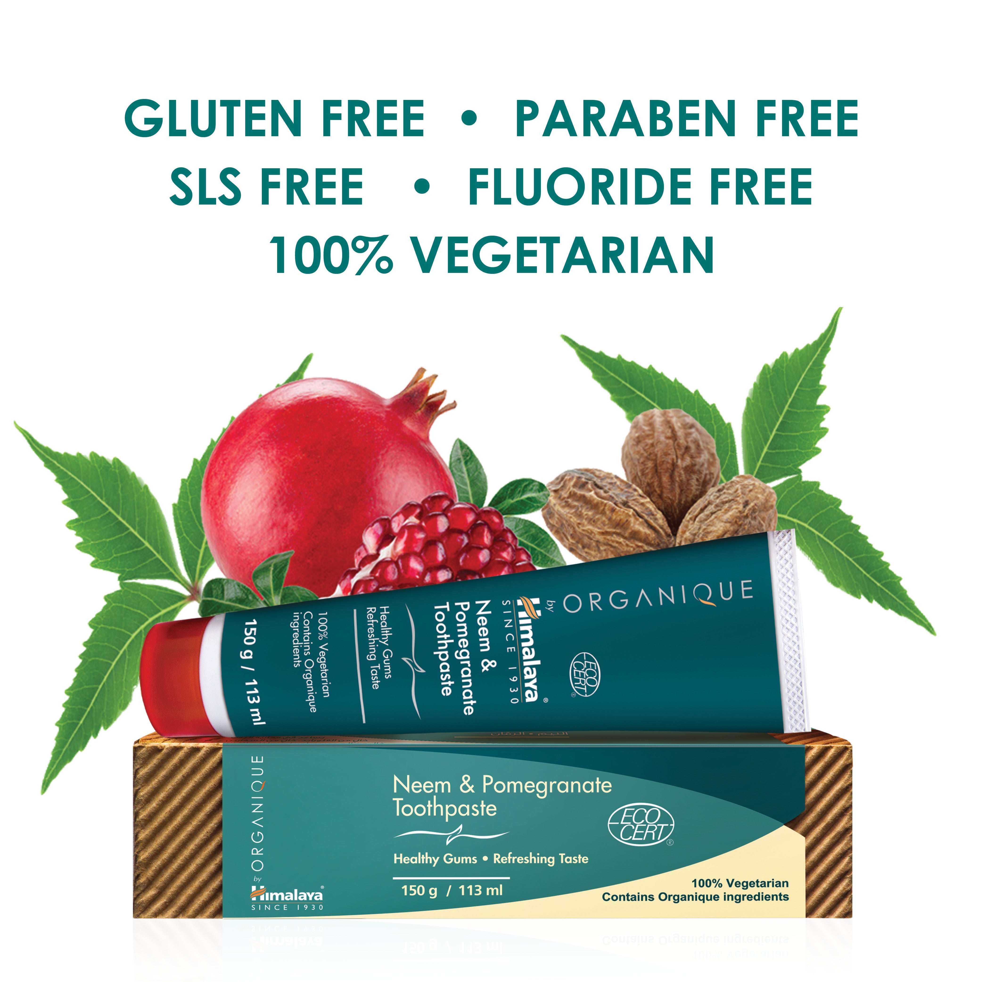 Himalaya ORGANIQUE Neem & Pomegranate Toothpaste - 150g (Pack of 2)