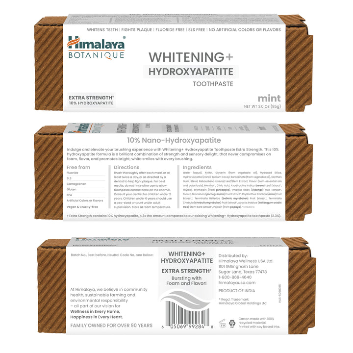 Himalaya Botanique Whitening+ Hydroxyapatite Toothpaste - Extra Strength Mint 85g